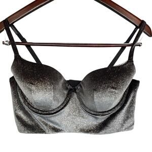 Victoria's Secret Body By Victoria Grey Sparkle Velvet Bustier Demi Bra 38C